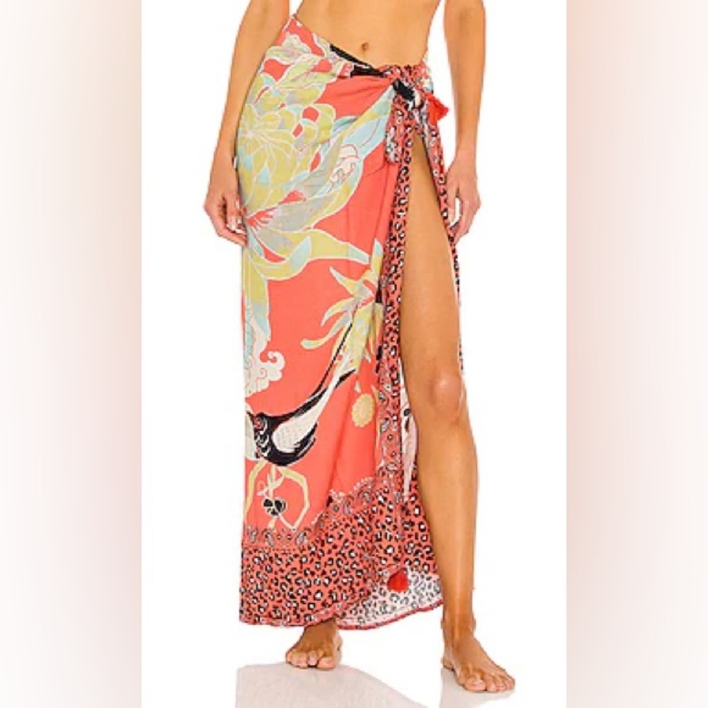 Maaji Coral and Black Swim Sarong